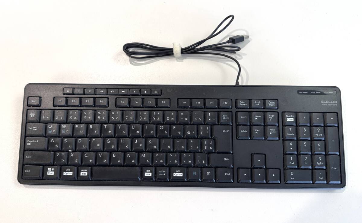 ELECOM TK-FCM114SKBK 有線静音フルキーボード USB 日本語配列 テンキー Mac Windows対応
