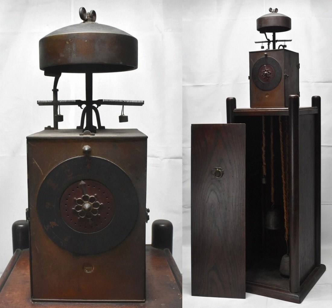 江戸時代 和時計 大名時計 櫓時計 一挺天府式 時計高さ３０.５ｃｍ/全高８８ｃｍ 古時計