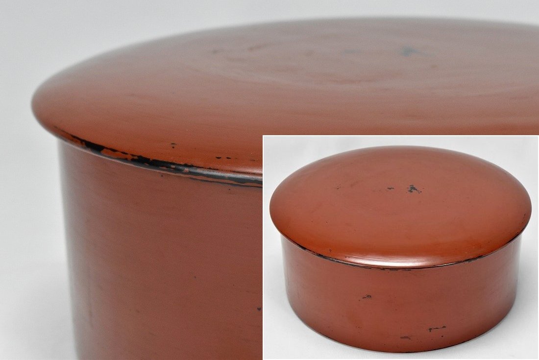 根来 喰籠 食籠 菓子器 蓋物 懐石 漆芸 漆器 直径24cm 茶道具 日本美術