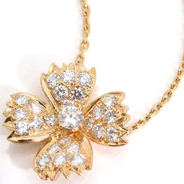 ブシュロン ネックレス レディース ヴィンテージ フラワーモチーフ ダイヤ ネックレス ゴールド BOUCHERON 750YG 中古
