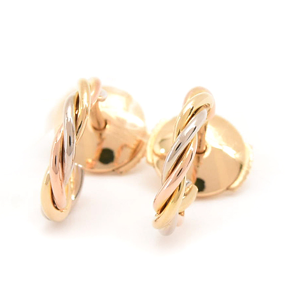カルティエ ピアス レディース トリニティ ツイスト フープピアス ゴールド Cartier 750YG×WG×PG 中古