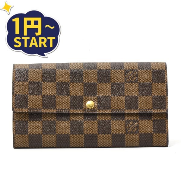【1円～】ルイヴィトン Louis Vuitton ダミエ ポルトフォイユサラ 長財布 N61734 中古