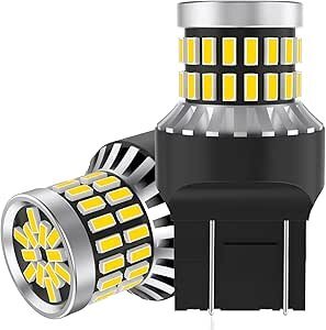 12V-24V車用 T20 LEDダブル球 ホワイト テールランプ/ ブレーキランプ48連3014SMD 無極性6000-6500K白 (2個入り)PP0321