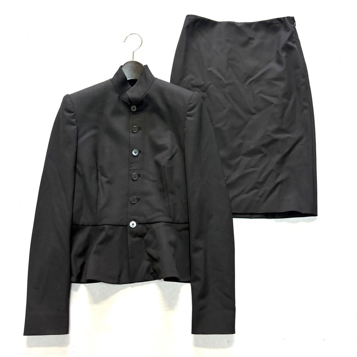 B ■ 美品 '米国製' Ralph Lauren ラルフローレン WOOL混 スタンドカラー スカートスーツ 上下 セットアップ SIZE:0 レディース 婦人服 