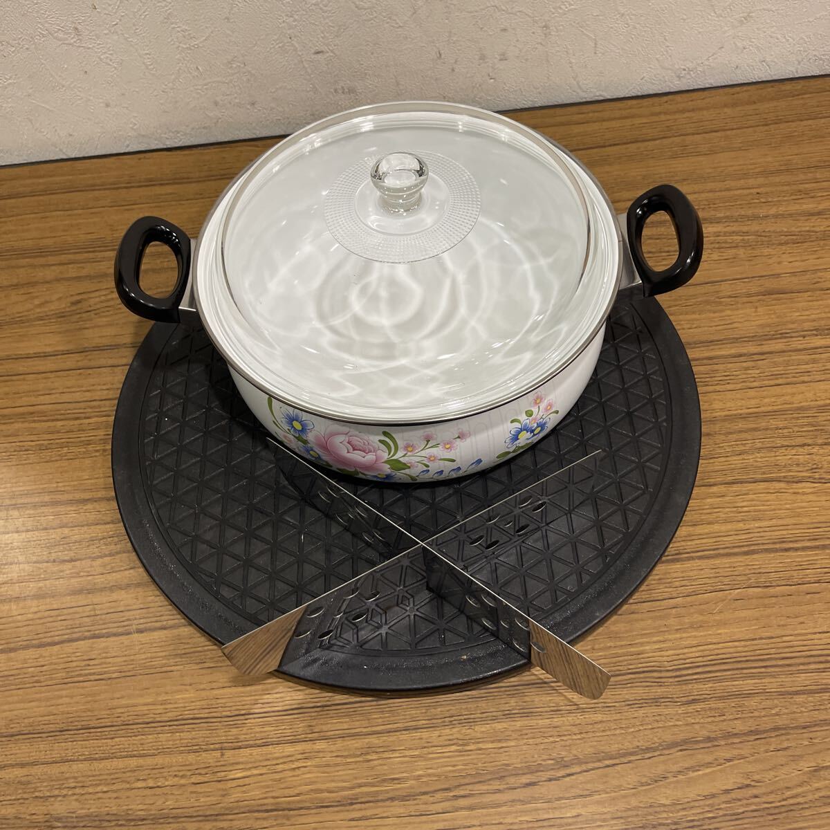 15T 両手鍋 花柄