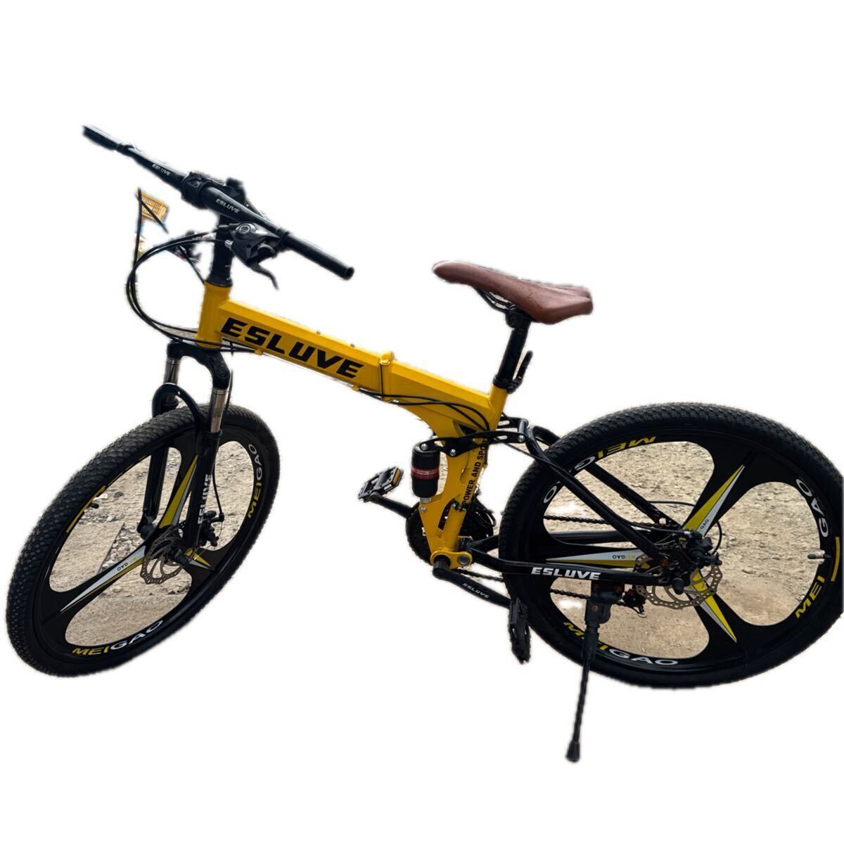 Esluve マウンテンバイク 26インチ 折りたたみ 自転車イエロー 折りたたみ 自転車