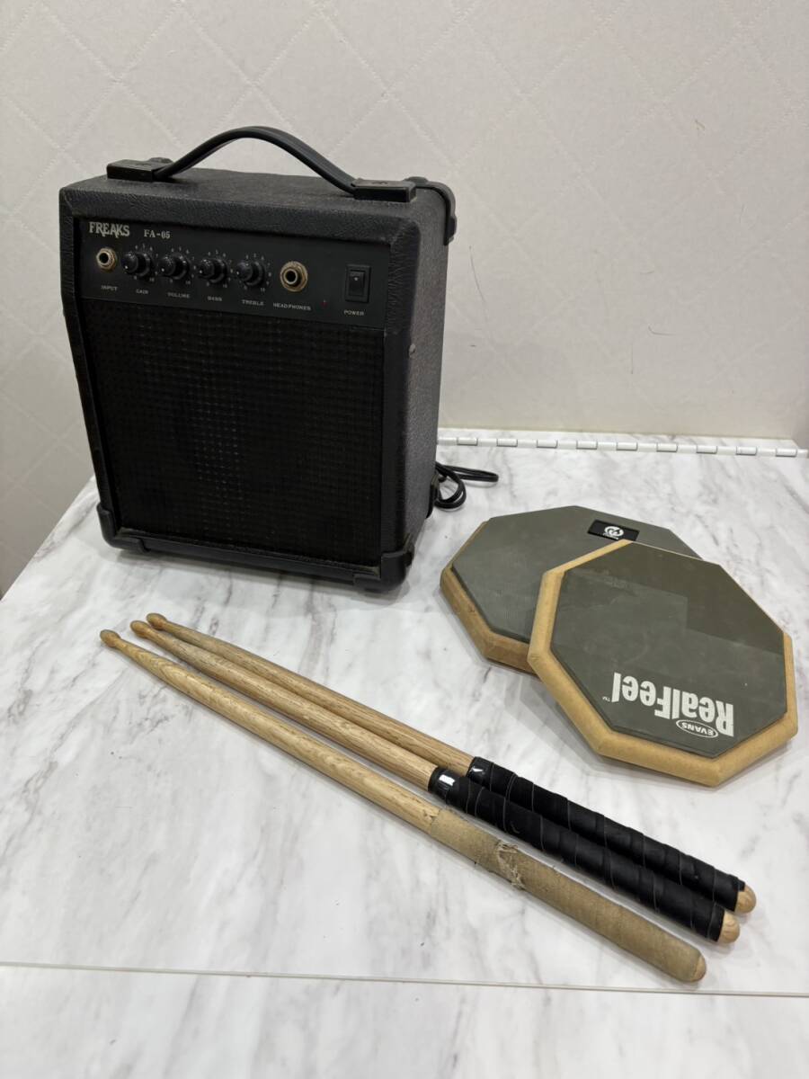 【SB14468】1円～★Fernandes フェルナンデス ギターアンプ FA-15　EVANS Real Feel リアルフィールトレーニングパットセット