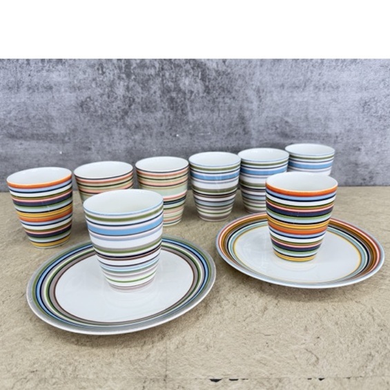 イッタラ オリゴ マグカップ プレート 10点セット 【中古】iittala Origo 食器 テーブルウェア 食卓 ストライプ模様 / 517032
