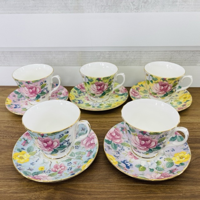 ROYALKINGSTON カップ＆ソーサー 5客セット 【中古】ロイヤルキングストーン 花柄 食器/517328