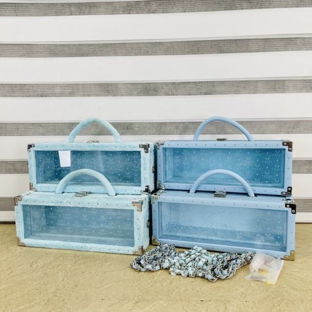 【空箱】ANGEL シャンパンケース 4点セット チェーン付き 鍵1つ欠品 【中古】水色 BOX エンジェル 2種/517389