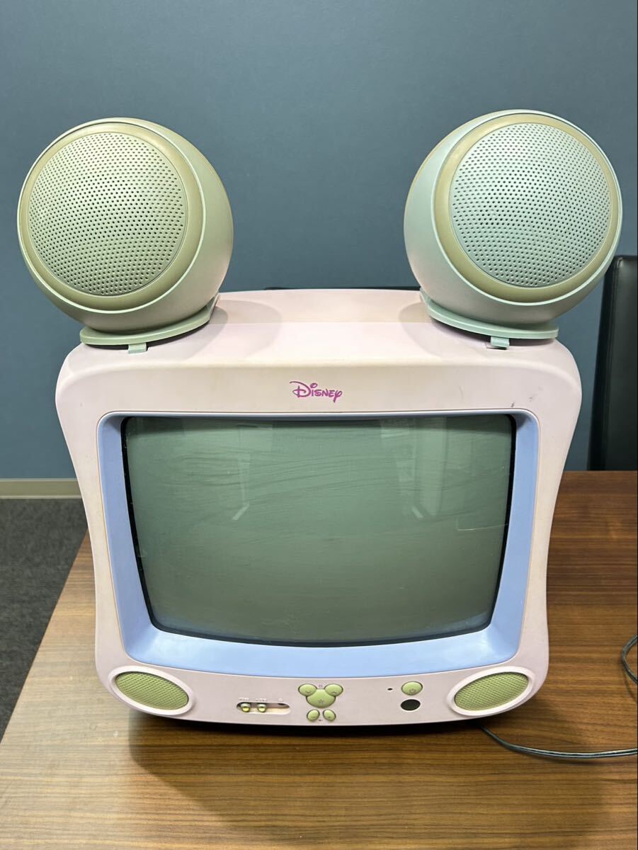 K7004 Disney ブラウン管テレビ ミッキー ディズニー レトロ ミッキーマウス型 昭和レトロ 当時物 ピンク スピーカー
