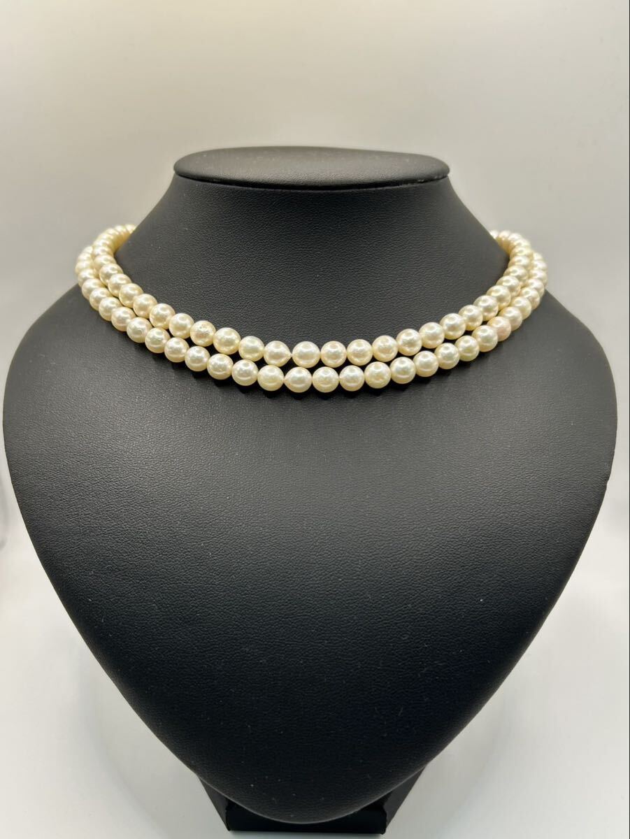 T7011 真珠 パール ネックレス アクセサリー パールネックレス SILVER 刻印 63.7g 冠婚葬祭