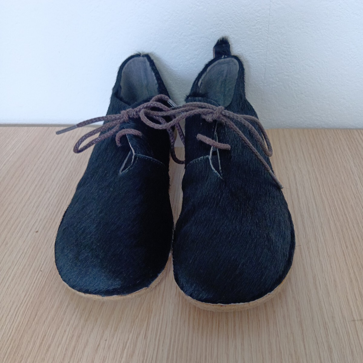 セ野532/Shoes＆leather KLIMT/クリムト/レースアップシューズ/本毛皮/ブラック/22.5cm/中古品/現状品/ファクトリーブランド/セ野