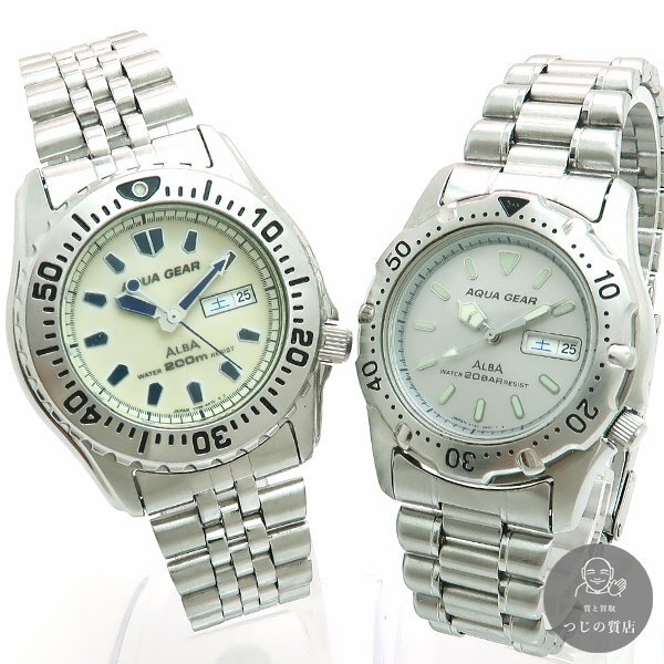 1円～ SEIKO 腕時計 2点まとめ アルバ アクアギア V736-6A30 V733-6A11 ダイバー 200M◆クリックポストor佐川◆～8/7(金)終了◆質屋-12232