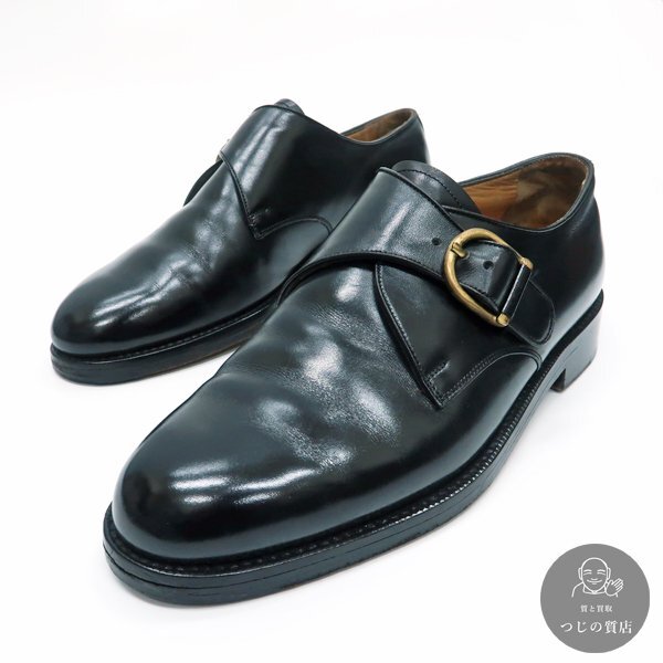 【1円～】BALLY SCRIBE モンクストラップ レザーシューズ #5E 黒 スクリーブライン バリー ◆送料800円～◆～8/10(月)終了◆質屋-12242
