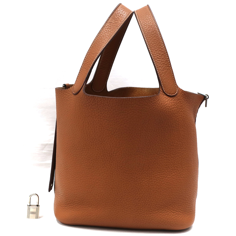 【美品】HERMES／エルメス　ピコタンロックMM　トリヨンクレマンス　ゴールド　□R刻　ハンドバッグ　800060080