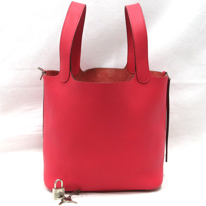【美品】HERMES／エルメス　ピコタンロックMM トリヨンクレマンス　ローズエクストリーム　D刻印　ハンドバッグ　800030117
