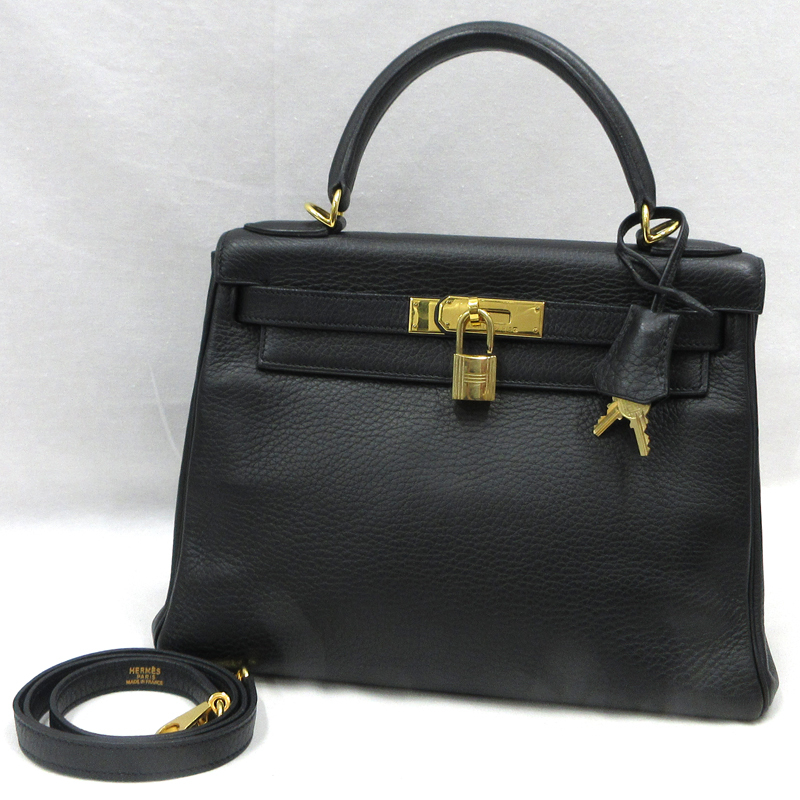 【美品】HERMES／エルメス　ケリー28 トリヨンクレマンス　ブラック　□D刻印　ショルダーバッグ　800060192