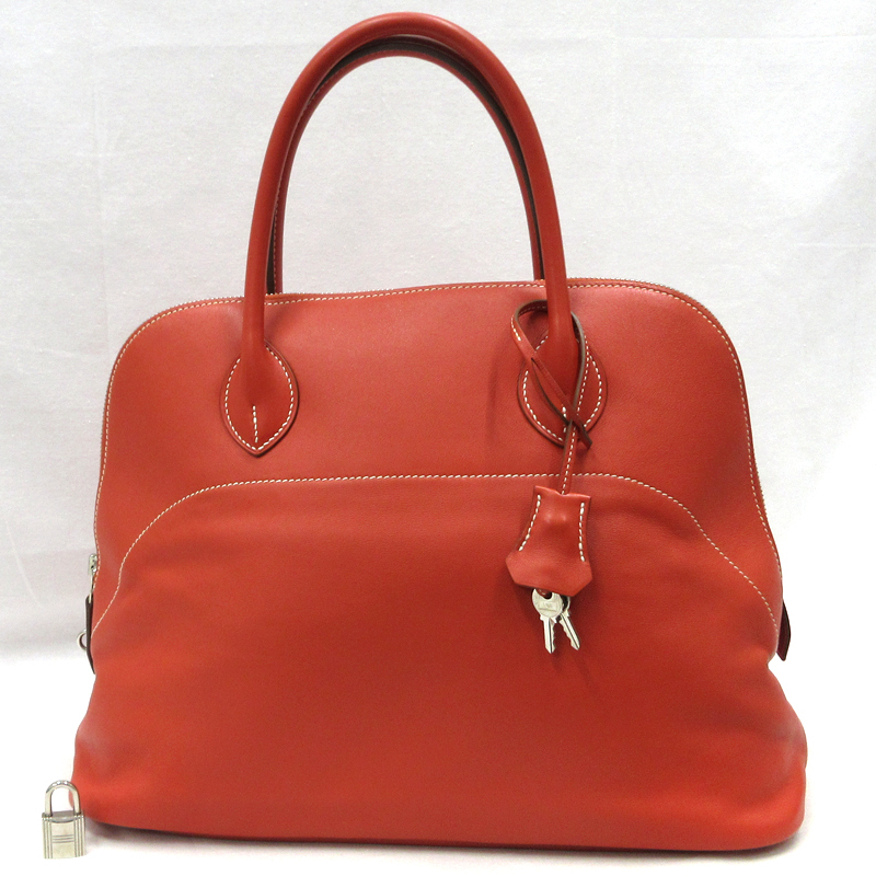 【美品】HERMES／エルメス　ボリードリラックス35　ヴォーシッキム　サンギーヌ　T刻印　ハンドバッグ　800070018