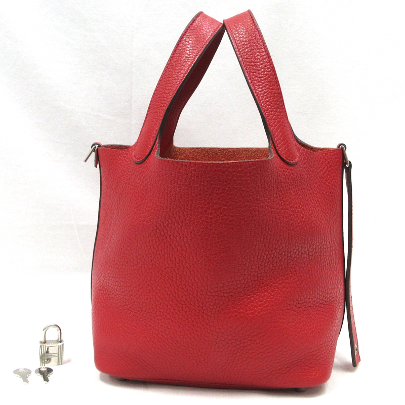 【美品】HERMES／エルメス　ピコタンロックＰＭ トリヨンクレマンス　ルージュカザック　A刻印　ハンドバッグ　800070073