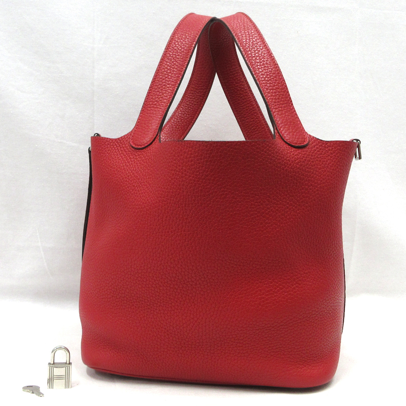 【美品】HERMES／エルメス　ピコタンロックMM トリヨンクレマンス　ルージュカザック　X刻印　ハンドバッグ　800010218