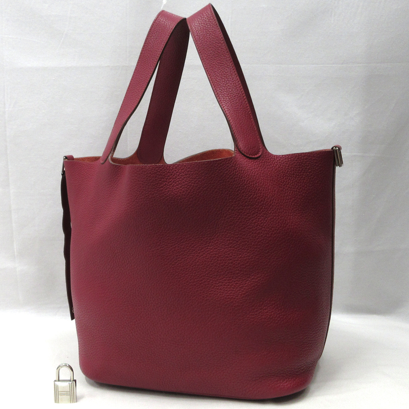 【美品】HERMES／エルメス　ピコタンロックGM　トリヨンクレマンス　ルビー　□N刻印　ハンドバッグ　700070043