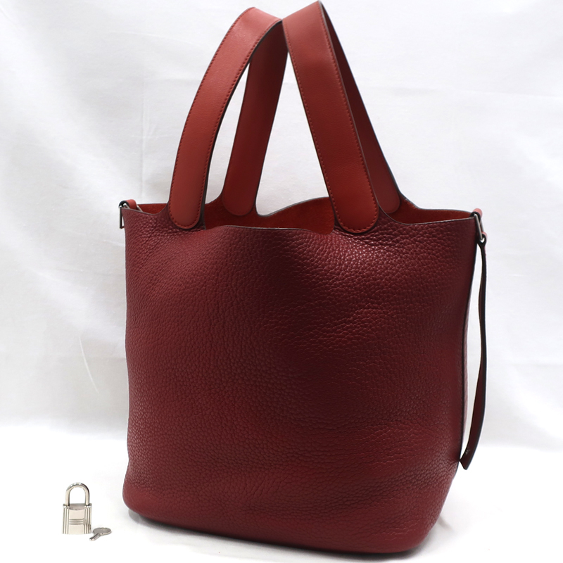 【美品】HERMES／エルメス　ピコタンロックタッチGM　トリヨンクレマンス　ルージュアッシュ　□R刻印　ハンドバッグ　800020127
