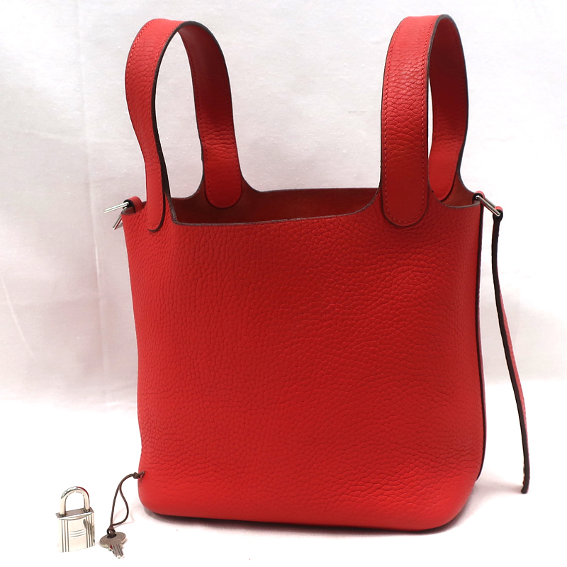 【美品】HERMES／エルメス　ピコタンロックPM　トリヨンクレマンス　ルージュトマト　X刻印　ハンドバッグ　800050155