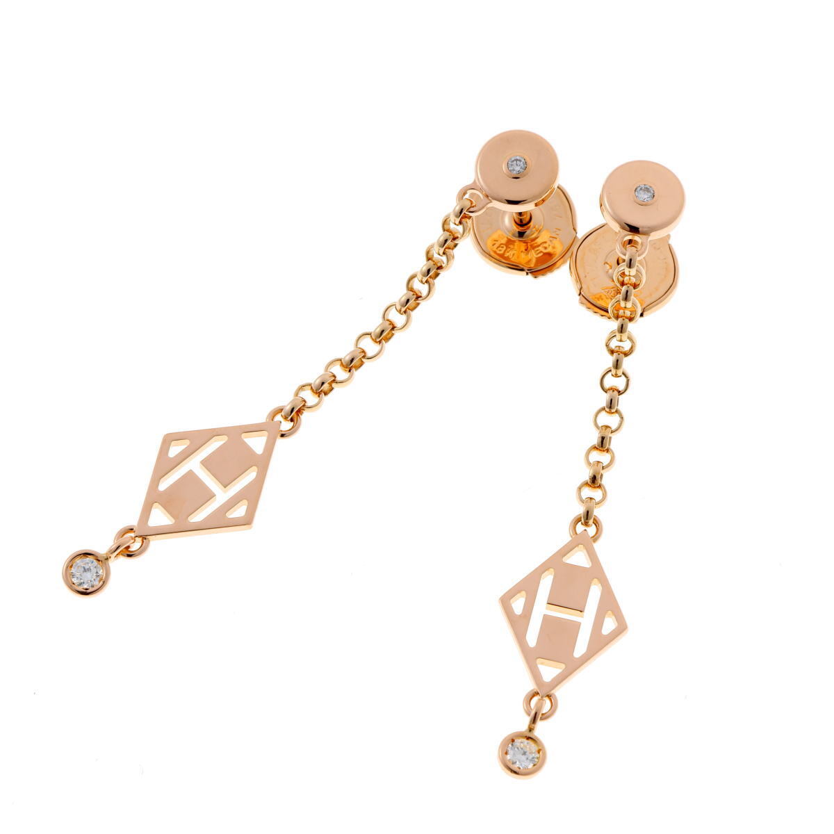HERMES エルメス ガンバード ダイヤ ピアス - ピンクゴールド 750PG 2610042