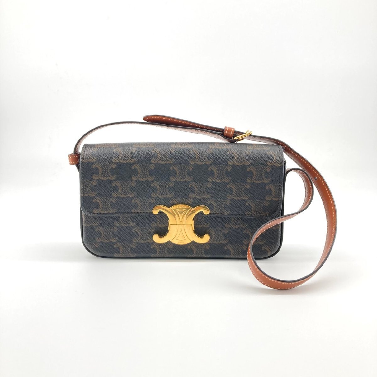 CELINE トリオンフ ゴールド金具 194142 ショルダーバッグ ブラウン