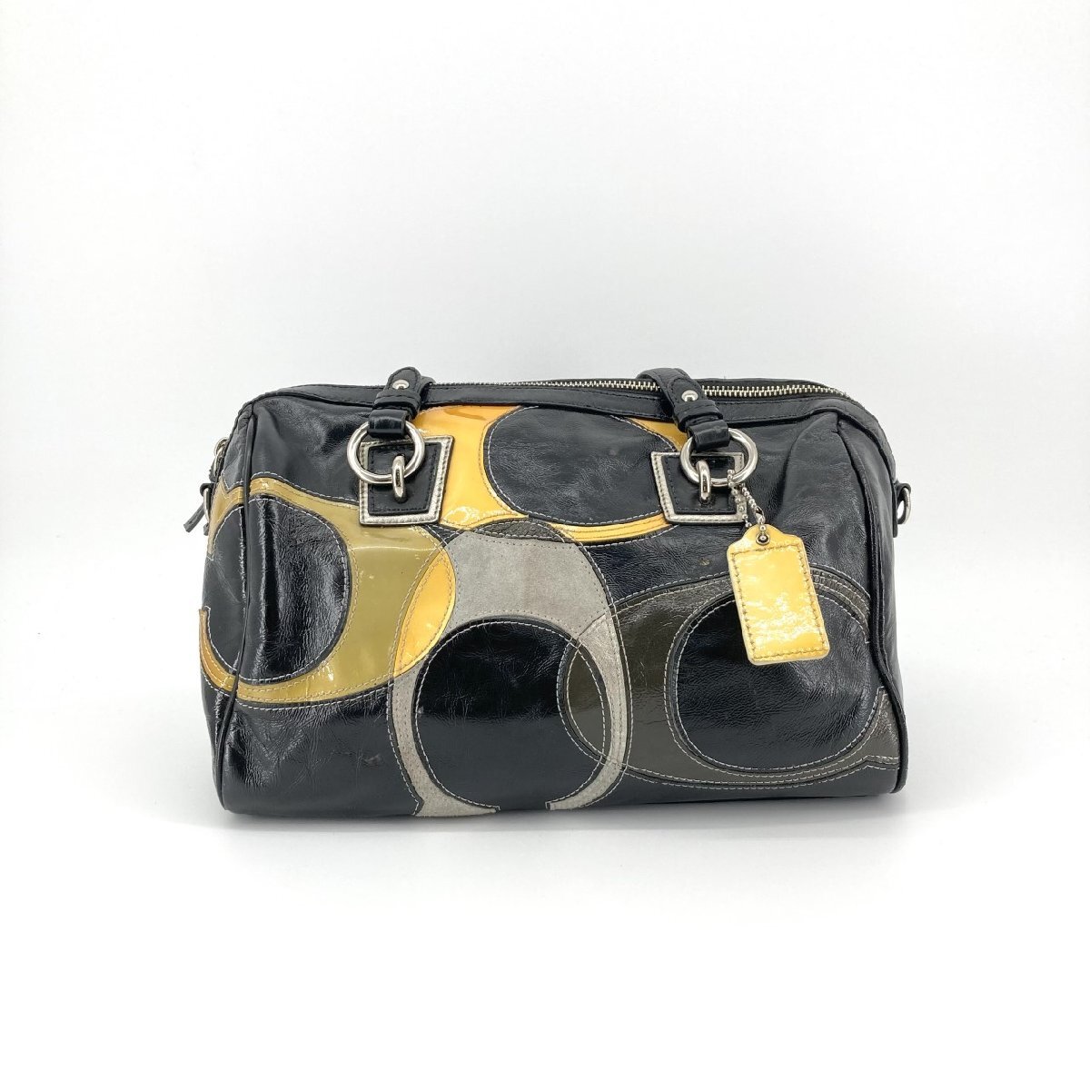 COACH パッチワーク レザー F17186 ボストンバッグ ブラック