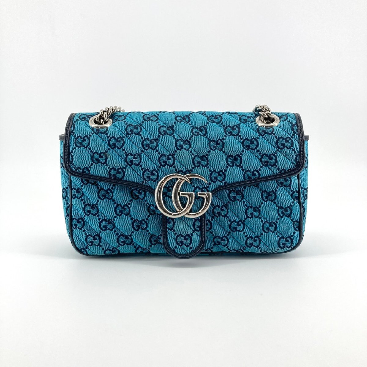 GUCCI GGマーモント ブルーキャンパス 443497 ショルダーバッグ ブルー