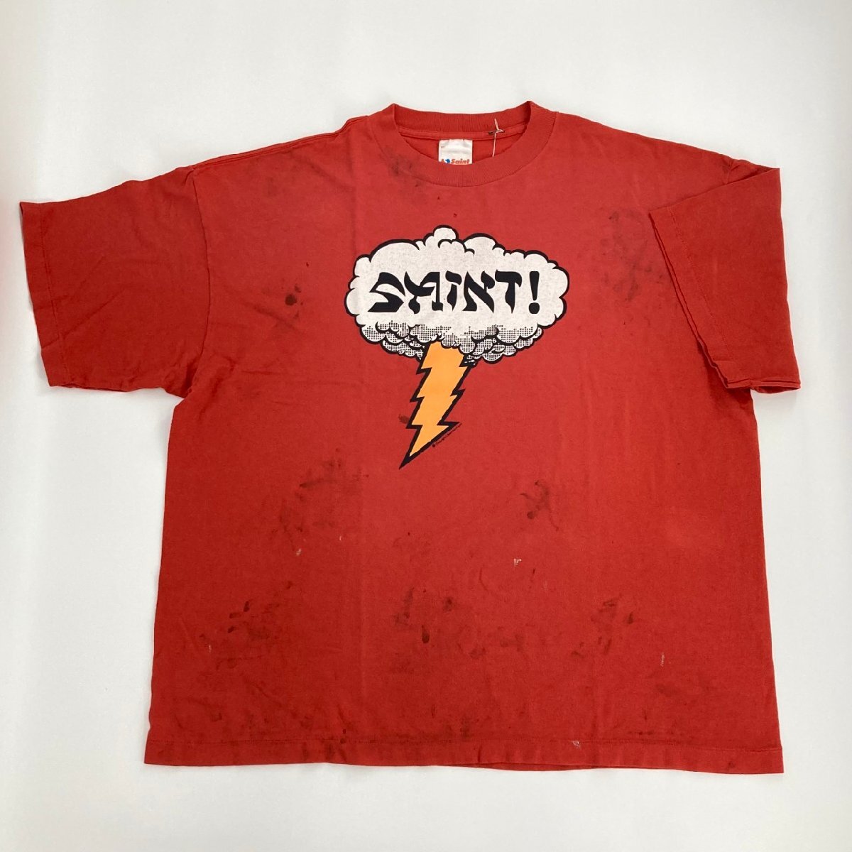 SAINT MICHAEL 26SS SAINT!_SS T-SHIRT 綿100％ 半袖Ｔシャツ レッド