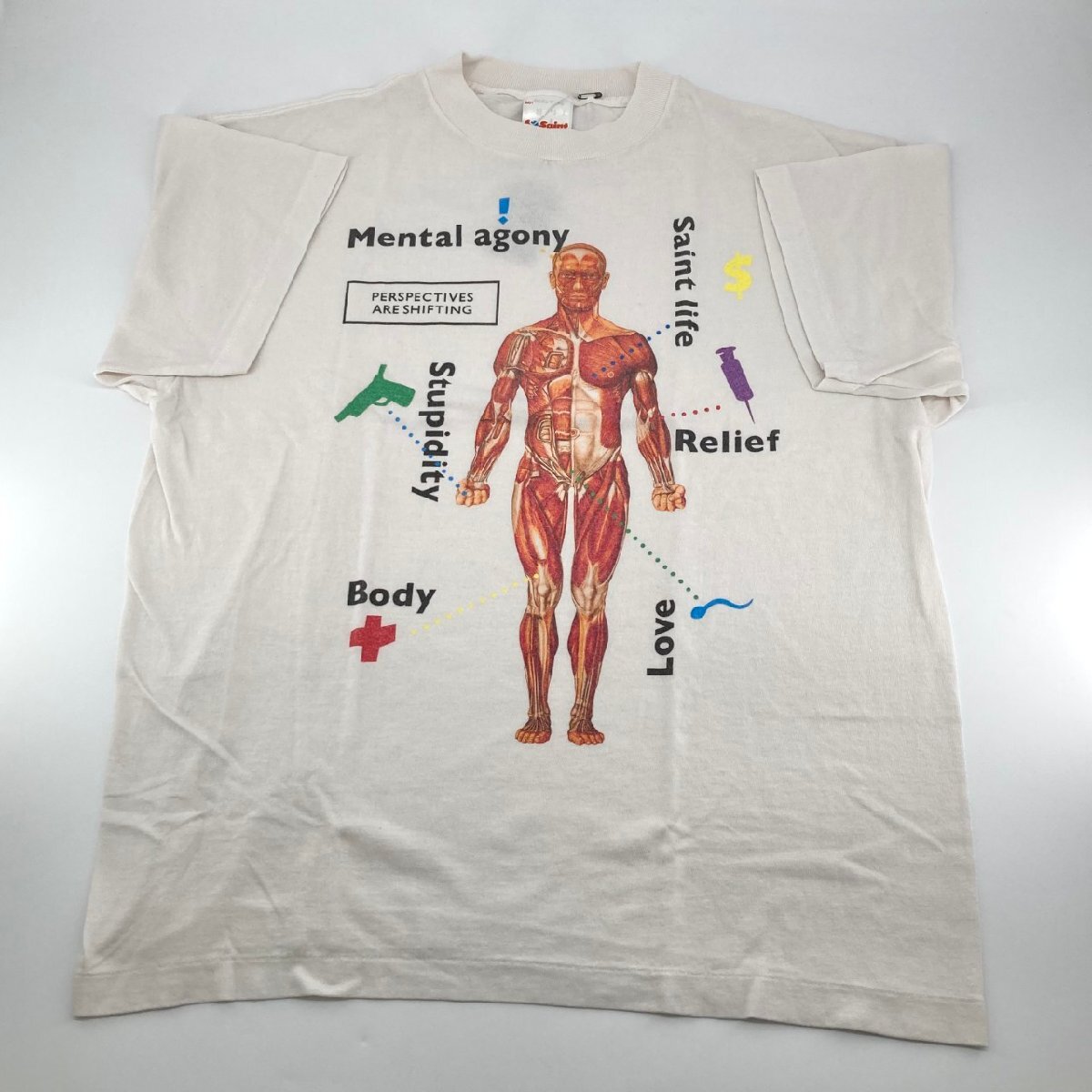 SAINT MICHAEL SS T-SHIRT BODY 綿100％ SM-MK8-0000-013 半袖Ｔシャツ ホワイト