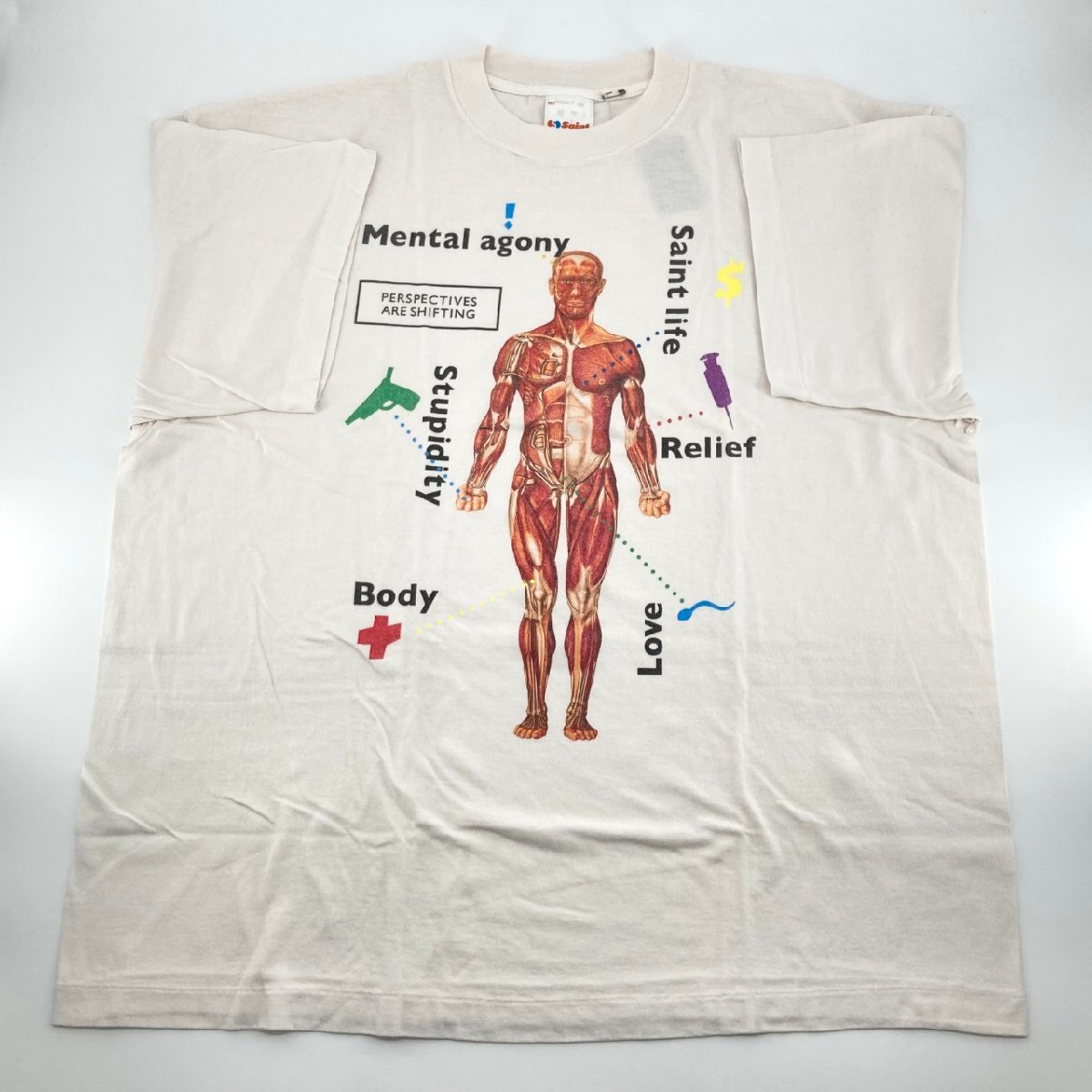 SAINT MICHAEL SS T-SHIRT BODY 綿100％ SM-MK8-0000-013 半袖Ｔシャツ ホワイト