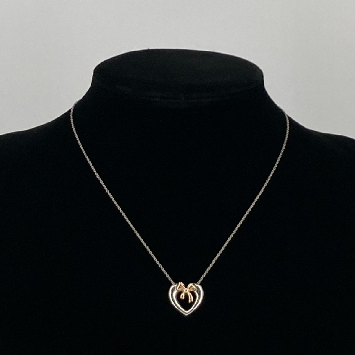 TIFFANY&Co. ハートリボン Ag925/750 ネックレス シルバー