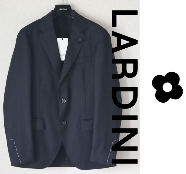 新品タグ付き【LARDINI ラルディーニ】ADVANCE 毛100% 3Bテーラードジャケット 紺 46 v8573