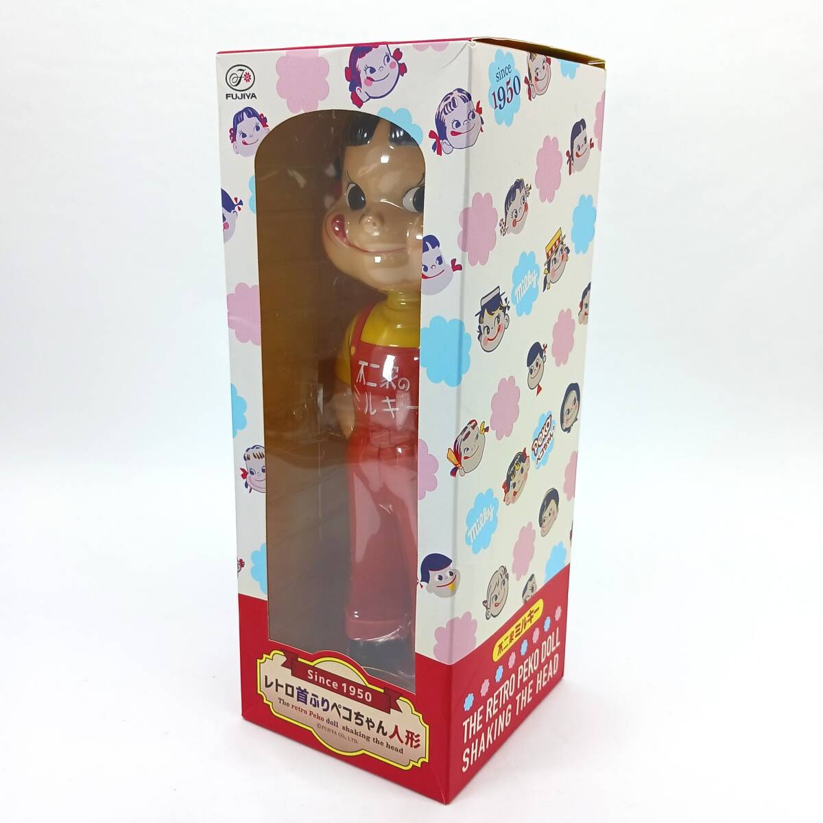 【ほぼ未使用】 不二家 レトロ首ふりペコちゃん人形 Since1950 台座ゴールド