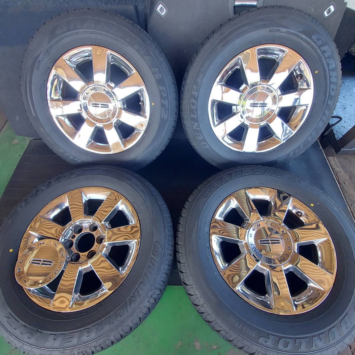 ★個人宅不可 リンカーン ナビゲーター 純正 18インチ 18×8J +44 6穴 PCD135 タイヤ DUNLOP 2024年製 275/60R18 9分前後 5L74-1007-CD
