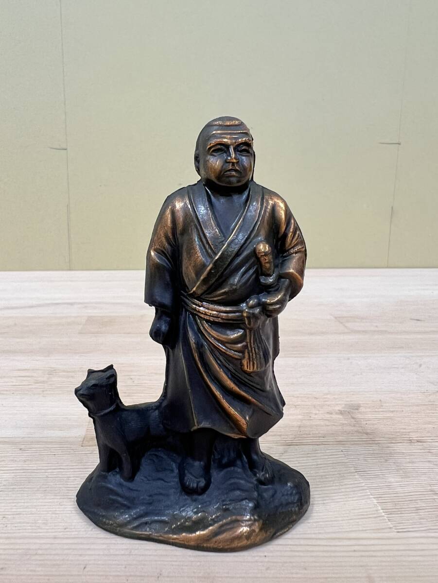 西郷隆盛 ミニチュア 銅像 オブジェ 置物 昭和レトロ 西郷さん 当時物 高さ10.5cm ＃2263