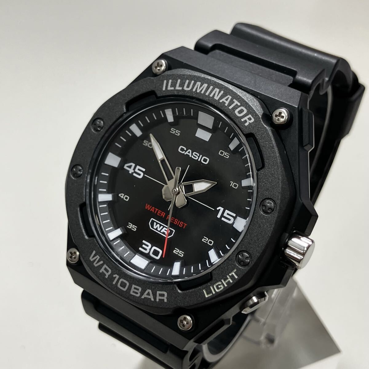 【稼働品】未使用に近い CASIO ILLUMINATOR カシオ イルミネーター WR10BAR メンズ腕時計 ブラック