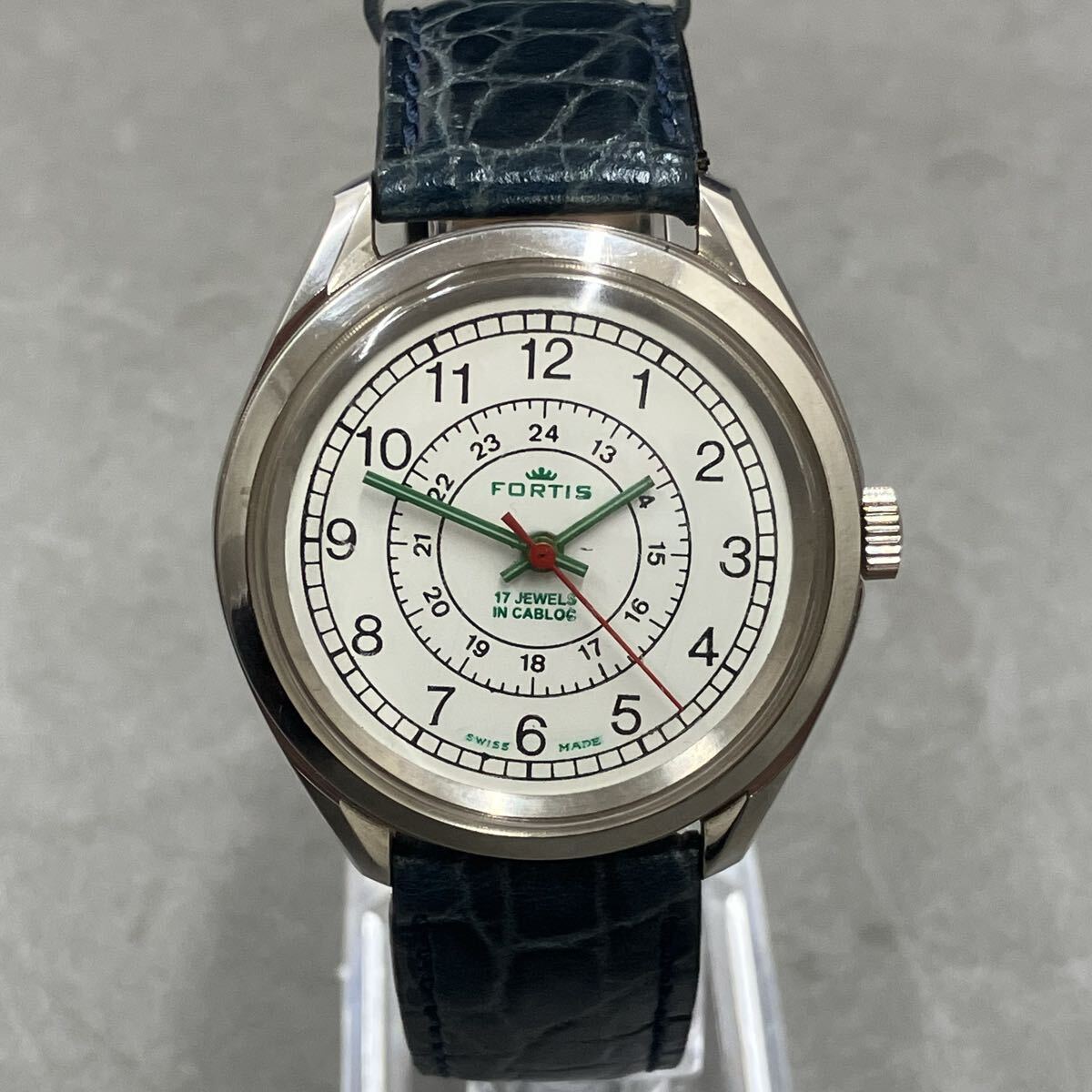 【稼働品】FORTIS フォルティス TEXUDO ミリタリーウォッチ 自動巻き腕時計 ホワイト文字盤 ヴィンテージ アンティーク