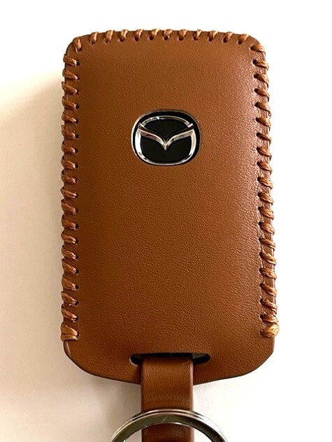 牛革ジャストフィット 新型マツダ3 スマートキーケース ブラウン色 マツダ3 キーケース MAZDA3 キーケース マツダ キーケース1