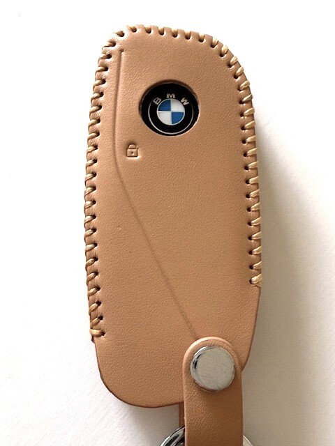 牛革ジャストフィット 新型BMW スマートキーケース ベージュ色 新型BMW キーケース 現行BMW キーケース BMW キーケース 1