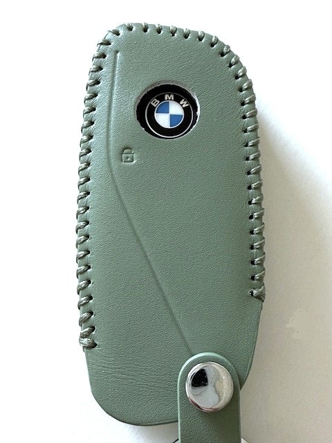 牛革ジャストフィット 新型BMW スマートキーケース モスグリーン色 新型BMW キーケース 現行BMW キーケース BMW キーケース 1