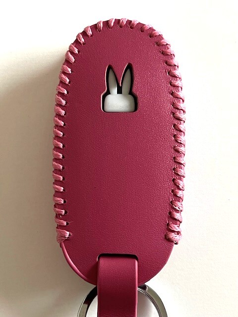 牛革ジャストフィット ラパン専用設計 スマートキーケース ローズレッド色 ラパン キーケース Lapin キーケース 1
