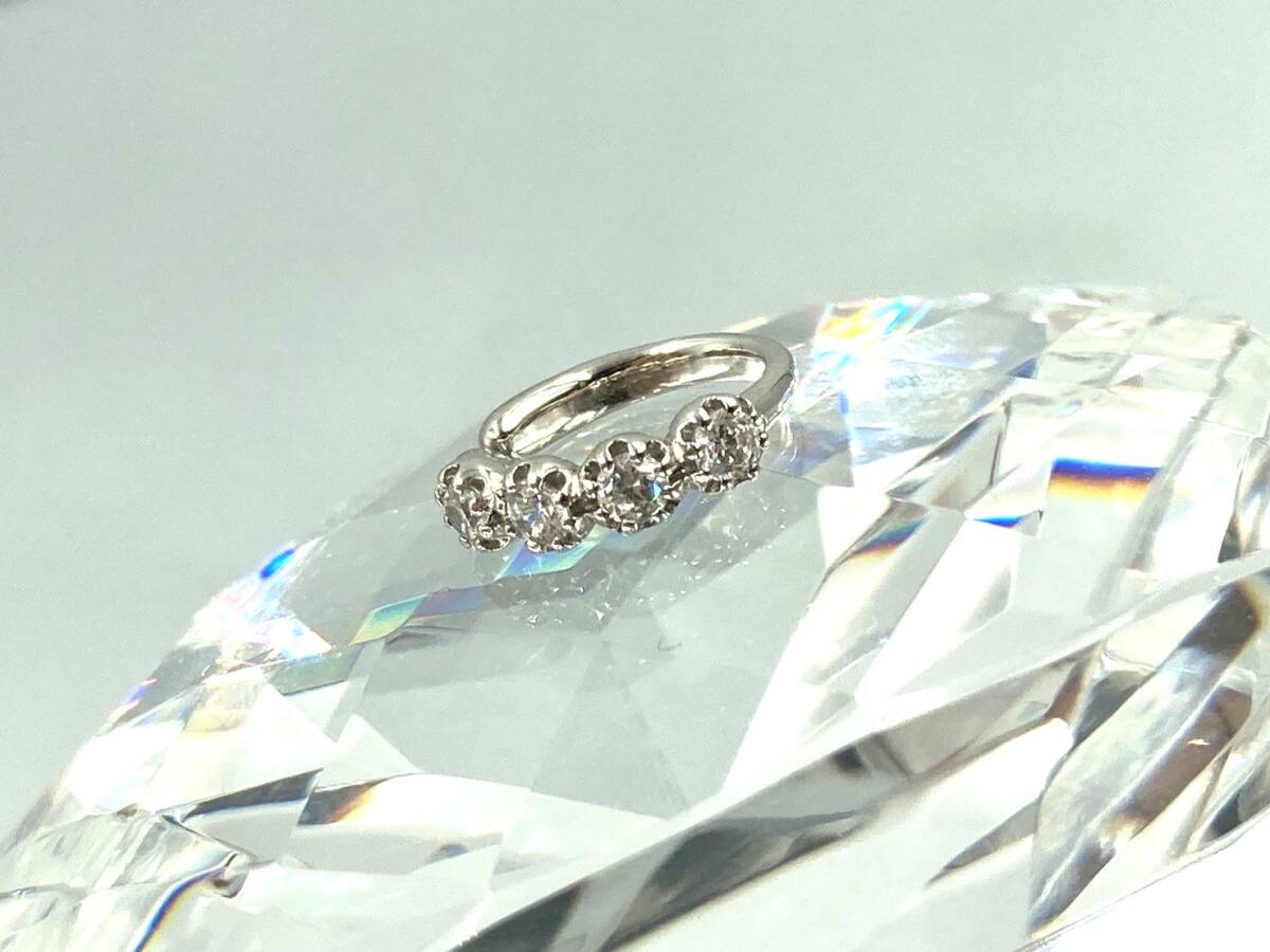 〇ete エテ ビジューイヤーカフ 片耳 シルバーカラー 銀色 イヤーカフ アクセサリー 0.25 ダイヤモンド 