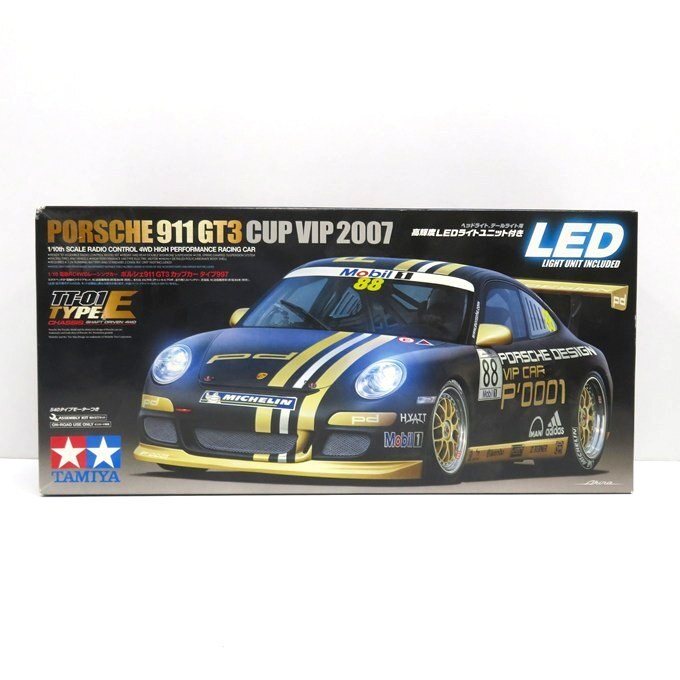 071K205★【ジャンク品】タミヤ製 1/10 ポルシェ 911 GT3 CUP VIP 2007 電動RC4WDレーシングカー 組み立てキット【組立済み】