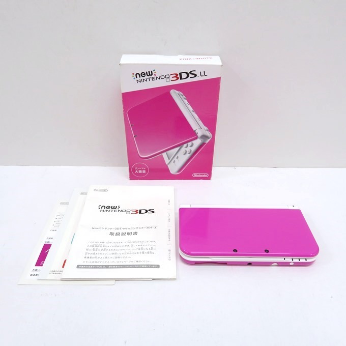 060K218★【中古品】Newニンテンドー 3DS LL 本体 ピンク×ホワイト Nintendo/任天堂