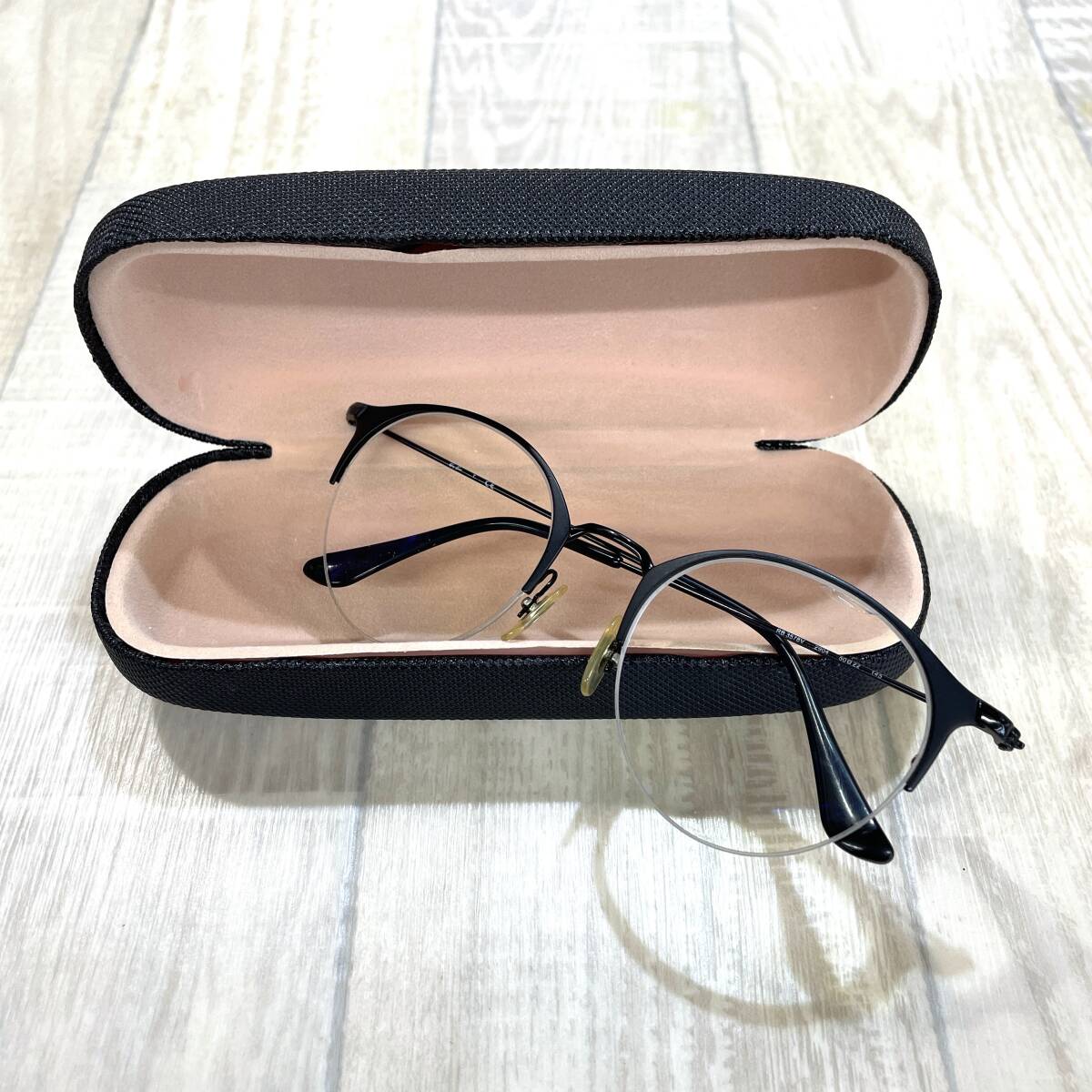 KZ9310★Ray-Ban : RB 3578V 2904 度入り眼鏡★50□22★マットブラック 定価￥36,300- ケース付 メタルハーフリムフレーム